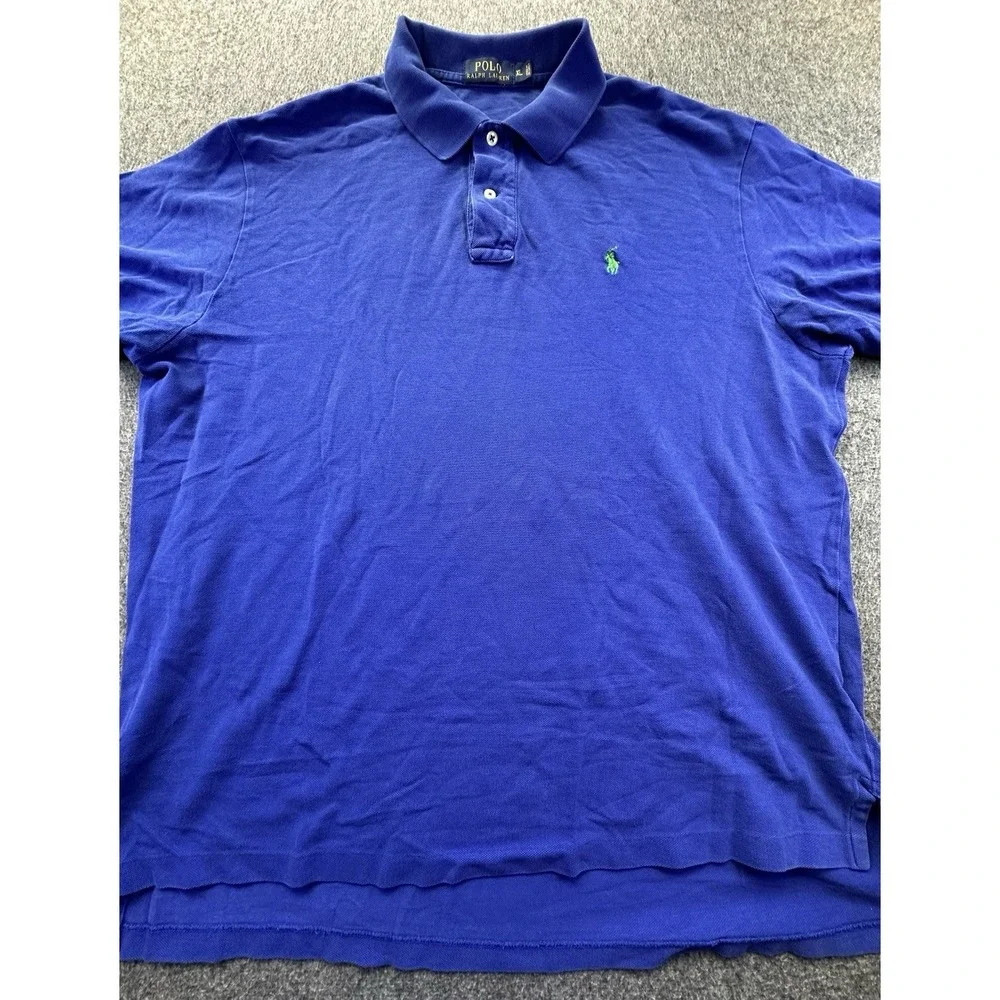 Polo Ralph Lauren Shirt Men XLarge Blue Polo Collared Pullover Cotton Logo Pique
